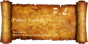 Paksi Lucián névjegykártya